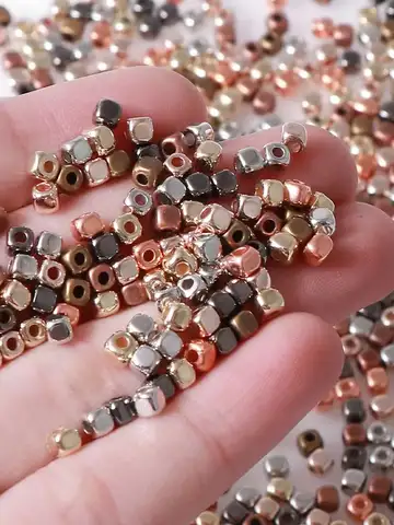 800pcs CCB Square with Rounded Corners Beads 3mm Mixed Color for DIY Jewelry Necklace Making Accessories