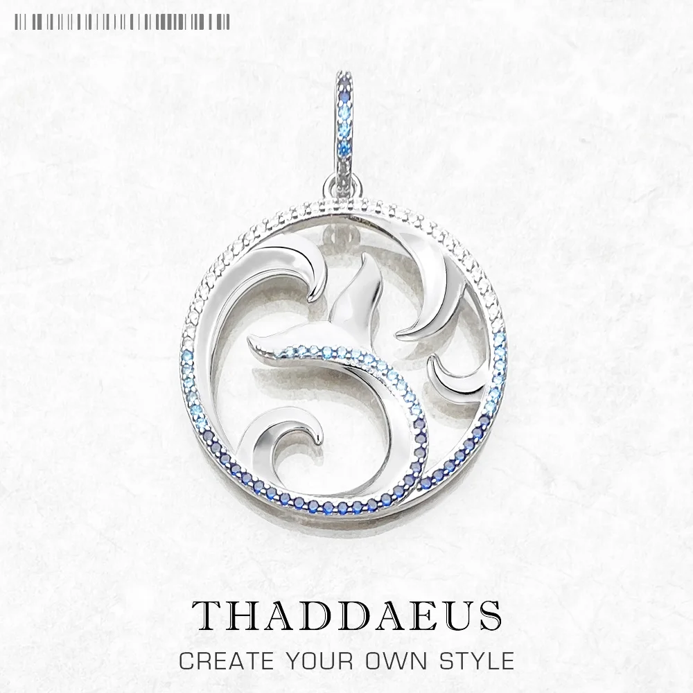 

Pendant Tail Fin And Wave Blue Fine Jewelry Europe 925 Sterling Silver Cheerful Dolphin Trendy Gift For Woman