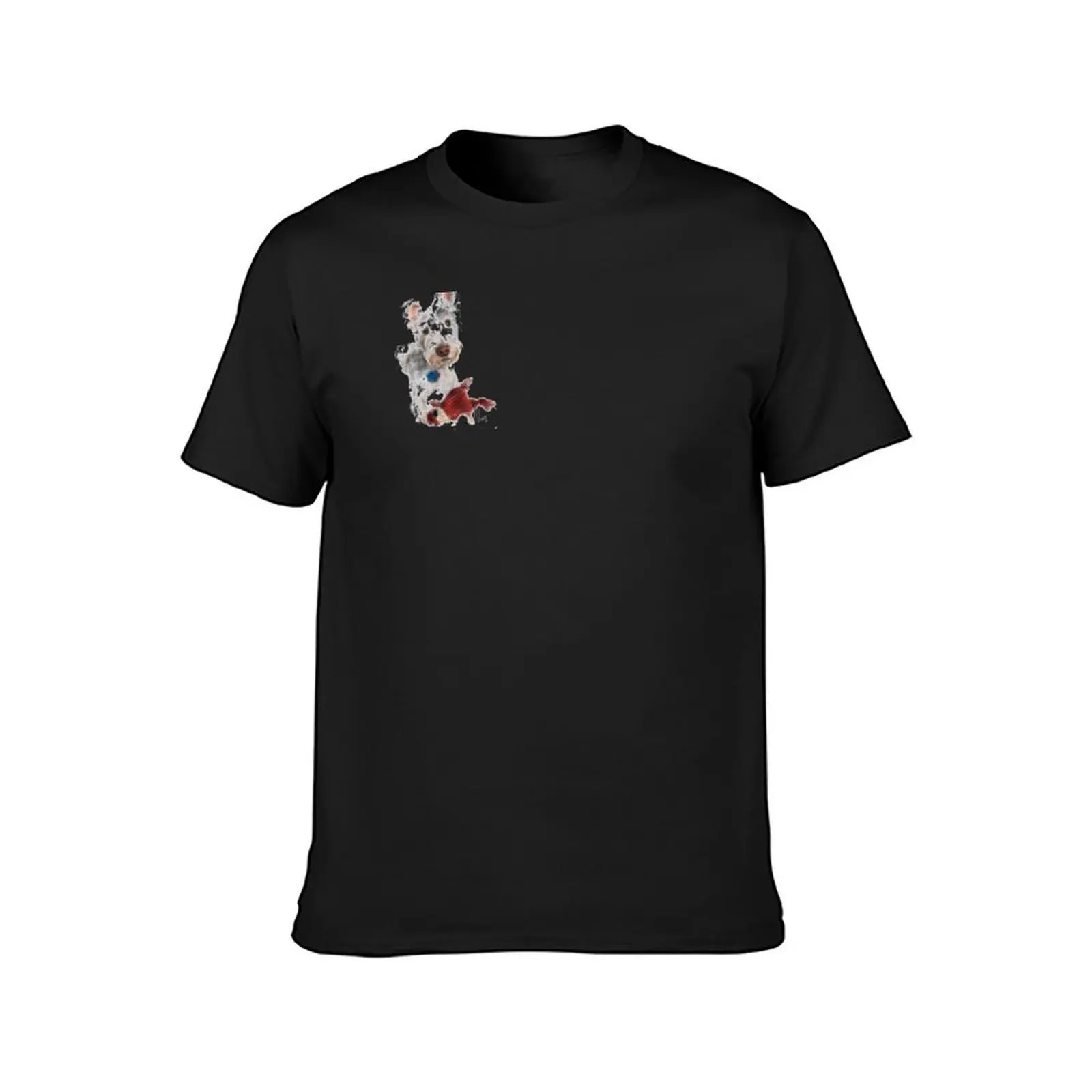 White Dog with a Red Toy T-shirt sports fans Short sleeve tee funnys sweat t shirt for men