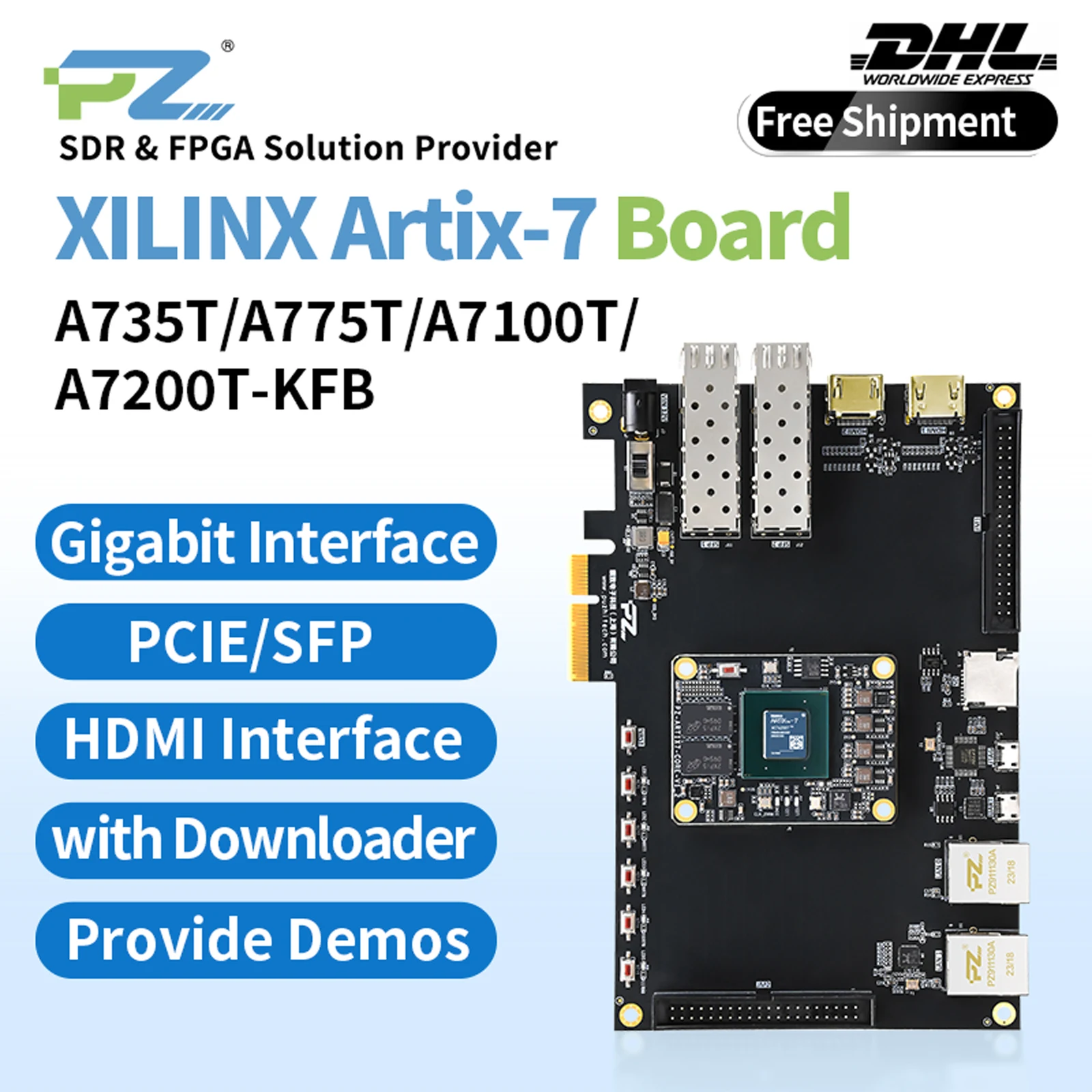 

Puzhi PZ-A735T-KFB 75T 100T 200T Artix7 AMD FPGA Development Board XC7A A7 35T 75T 100T 200T PCIE HDMI Industrial Grade