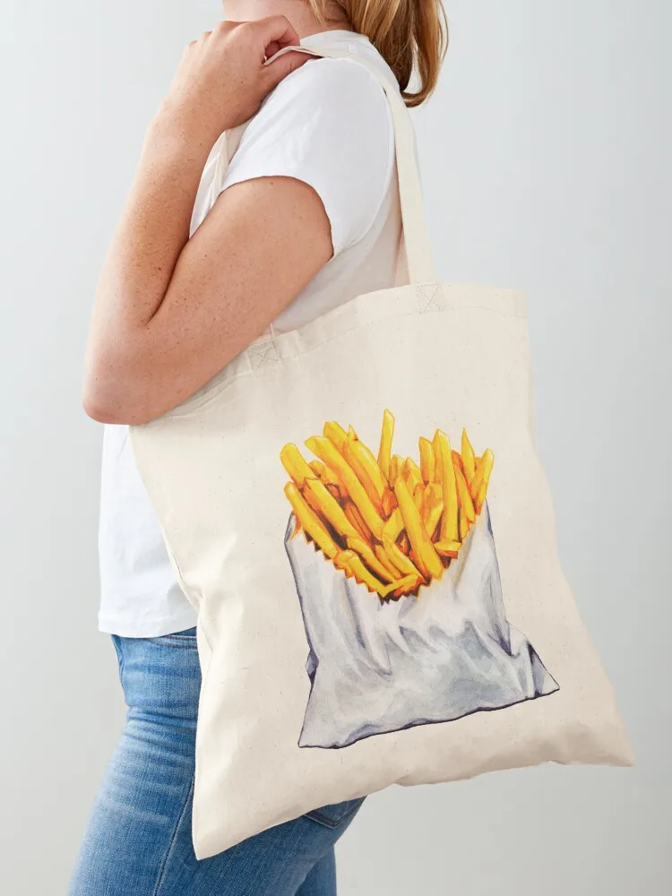 French Fries Pattern Tote Bag tote bags men canvas shopping bag Women's bags bag luxury women Canvas Tote