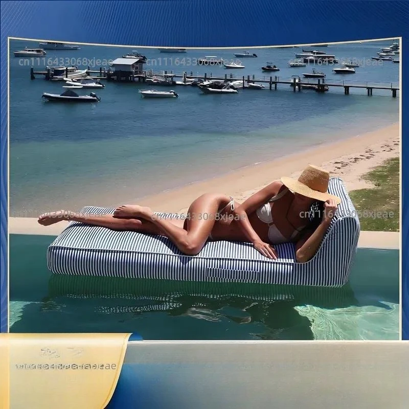 Inflatable cloth cover recliner floating row summer pool beach back chair cushion PVC liner cloth cover floating bed directly