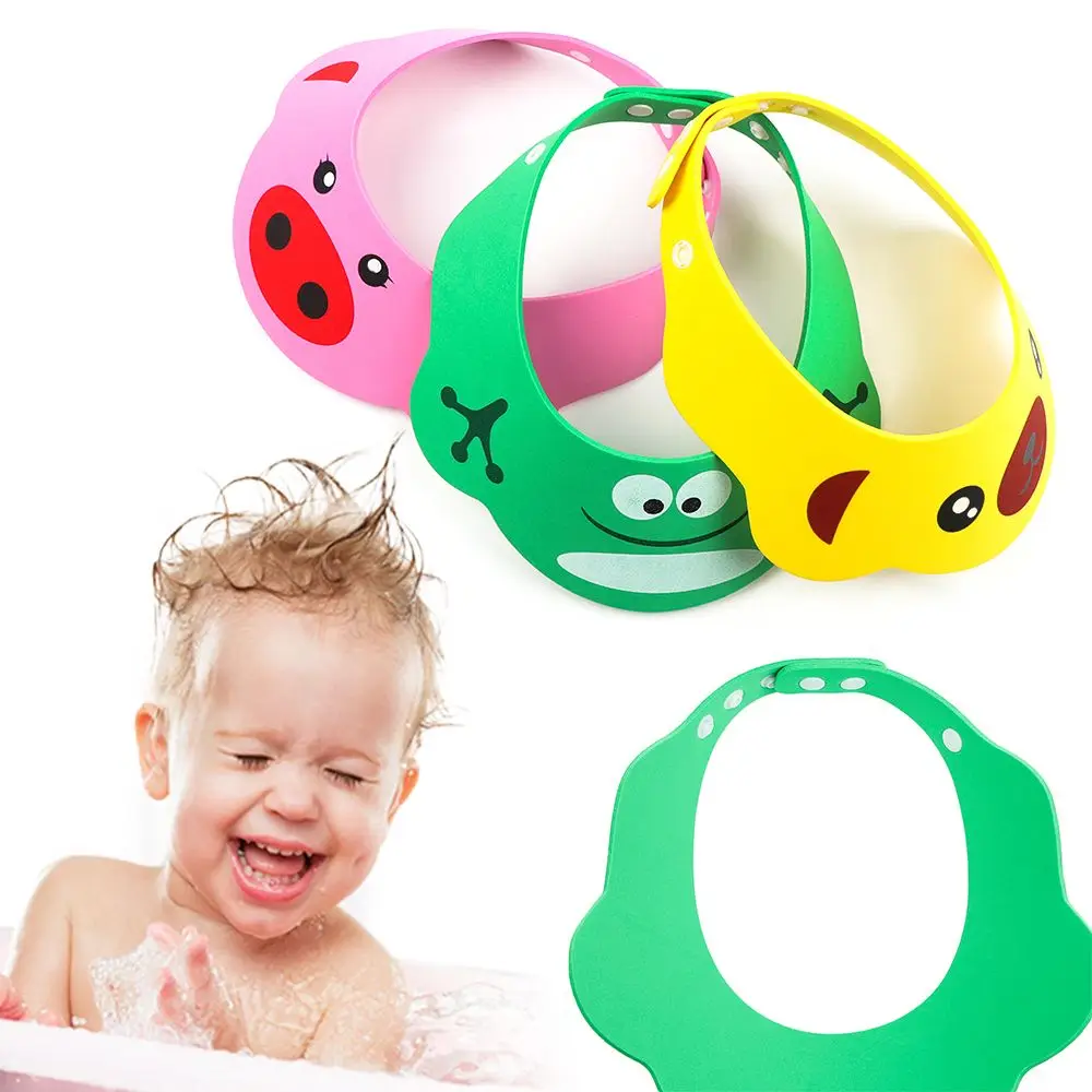 Adjustable Baby Shower Hat Cartoon Toddler Kids Shampoo Cap Bathing Wash Hair Shield Waterproof Bath Visor Eye Protection