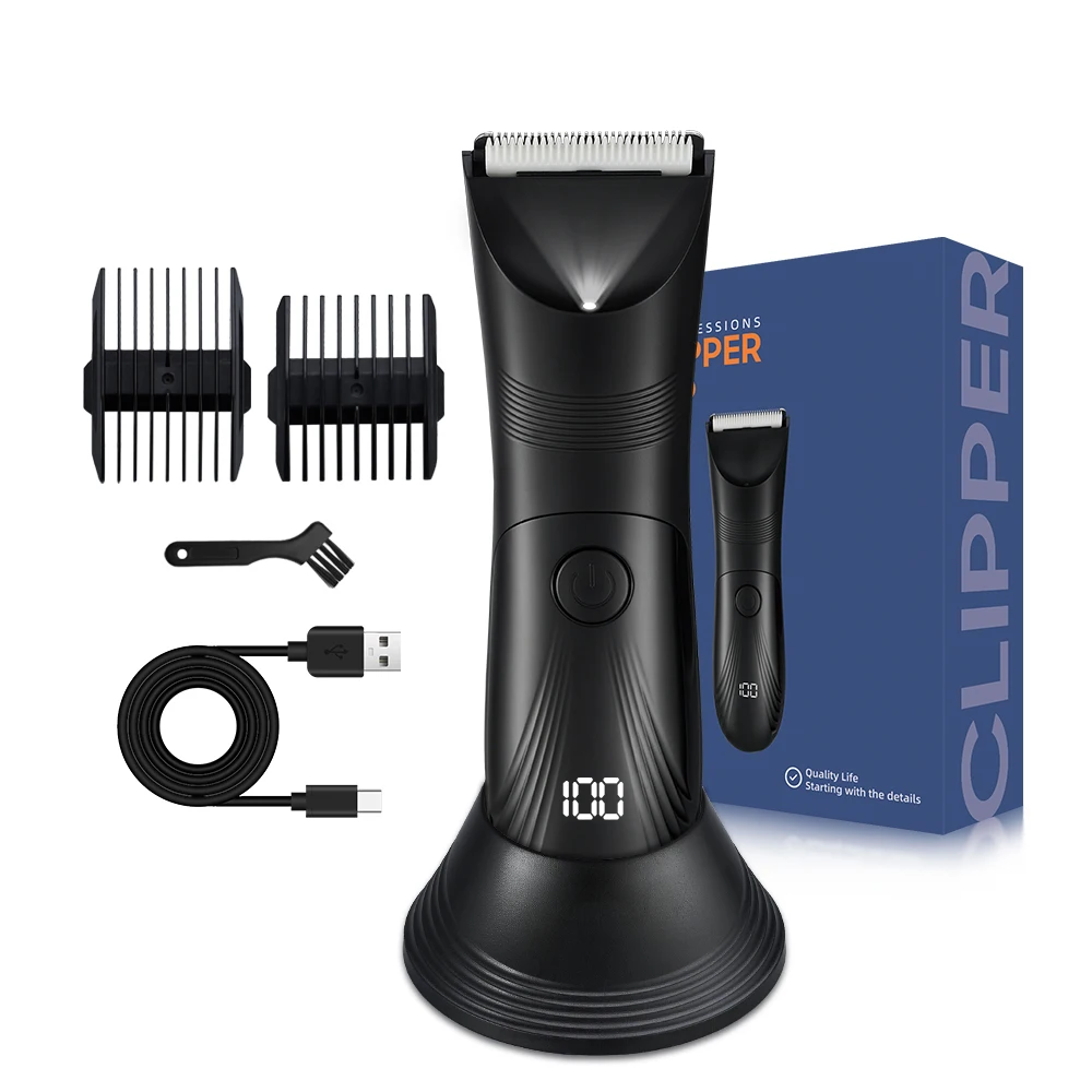 Professional body hair trimmer, LED lighting, intelligent digital display screen, electric shaver beautician, beauty clipper