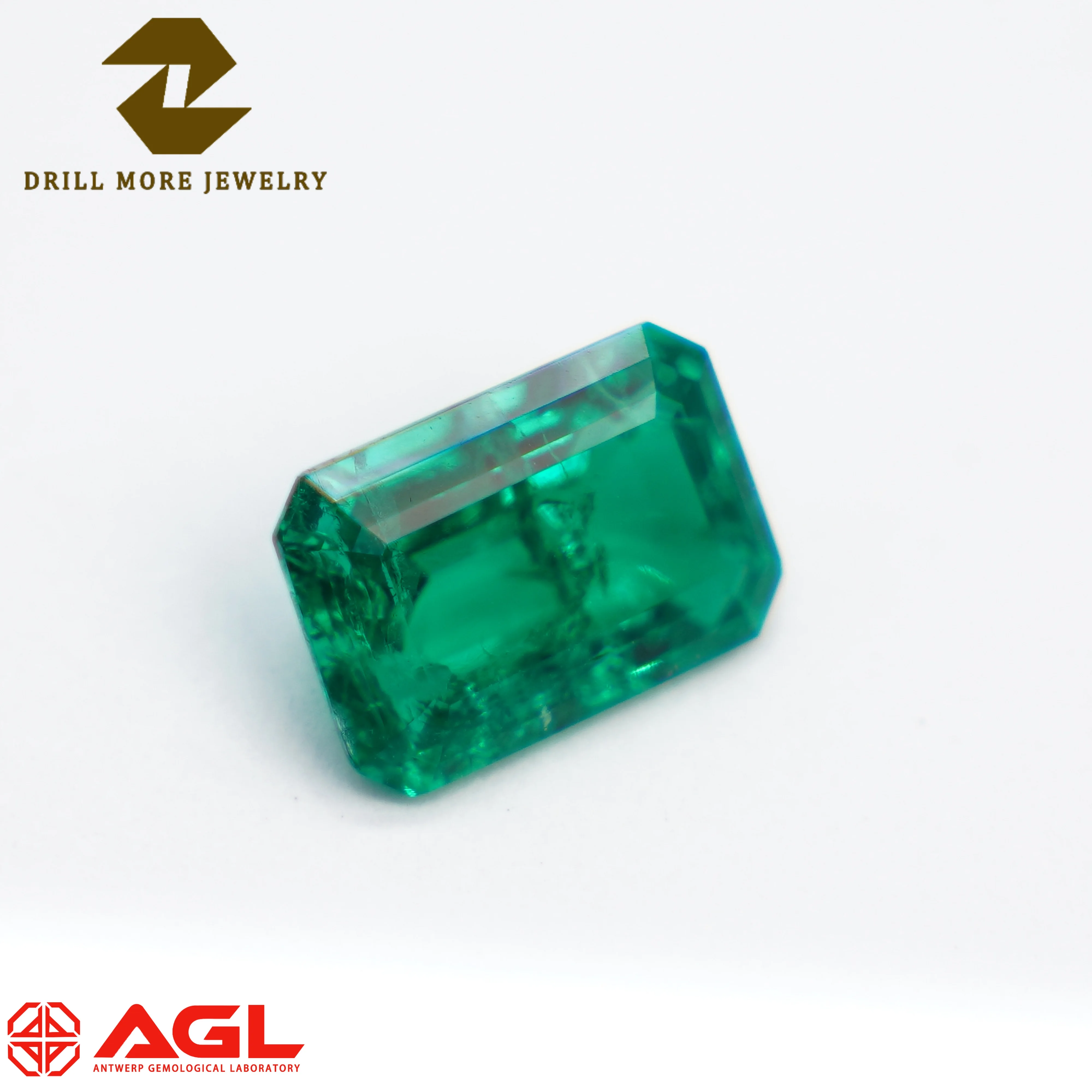Top Lab Grown Emerald Gemstone Emerald Cut Synthetic Colombian Inclusions Emerald Stone with AGL Certificate