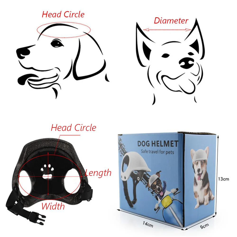 Motorcycle Helmet for Small Dogs Pet Outdoor Supplies Footprint Dog Safety Helmets with Ear Holes Puppy Cycling Accessories