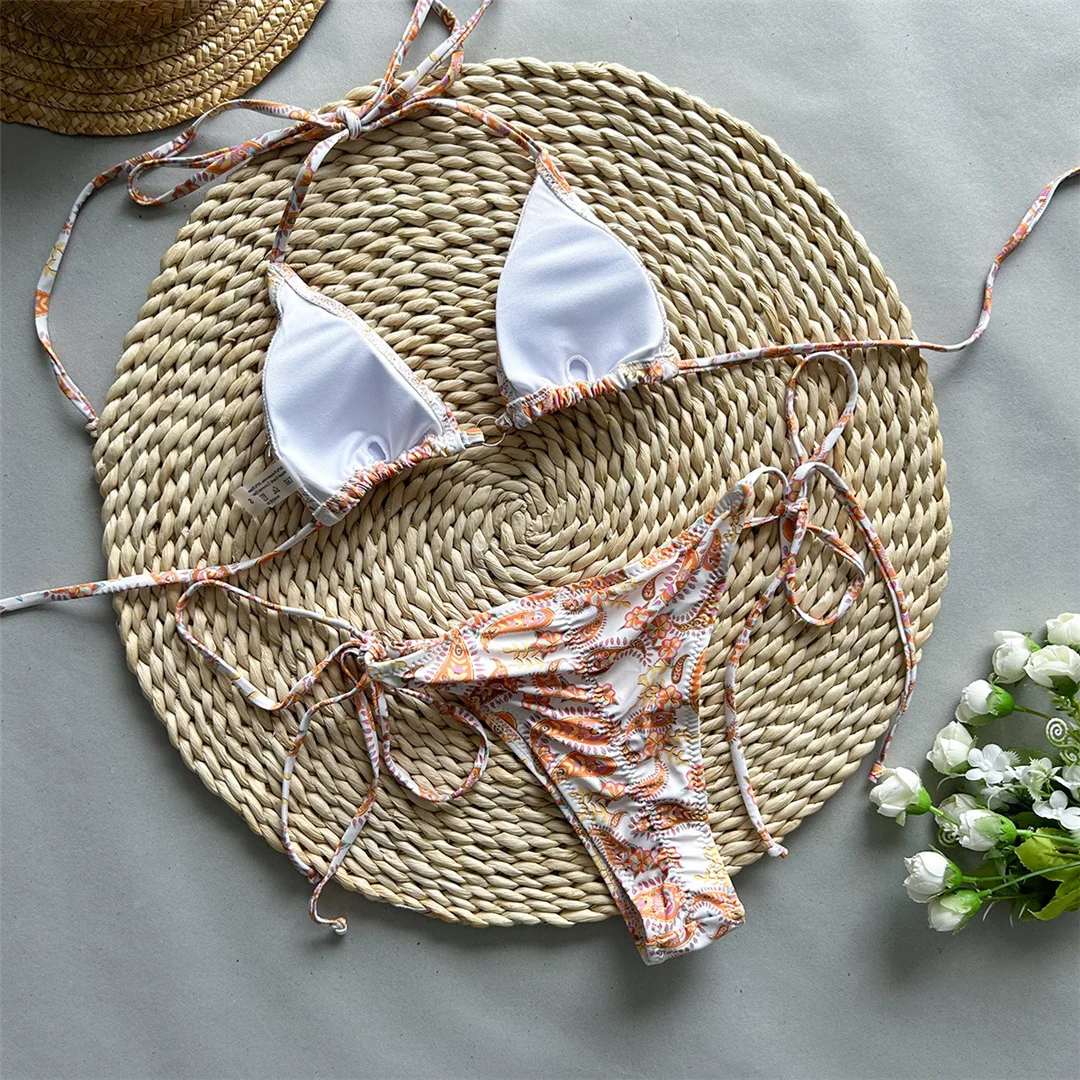 Bedruckter Tie-Dye-Bikini mit Neckholder und Scrunch-Butt-Effekt, Damen-Badeanzug, zweiteiliger Bikini-Set, Badebekleidung, Badeanzug, Schwimmanzug V5851 – Detail 10