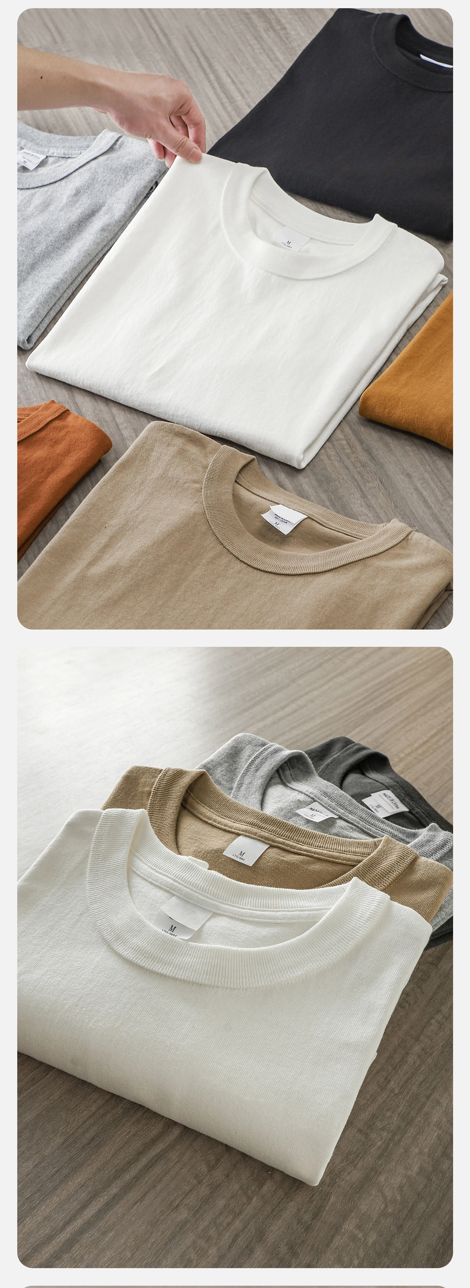 DUKEEN 320GSM Schwergewichtiges Herren-T-Shirt Basic Rundhals Kurzarm Oversized Lässige Oberteile 11oz – Detail 5