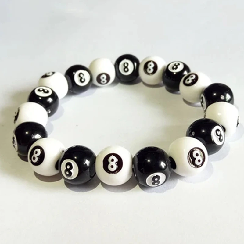 New Fashion Men Women Bracelet Plastic Billiards Creative Bracelets Accessories Black Ball 8 Girl Hip Hop Lady Rock Jewelry Men