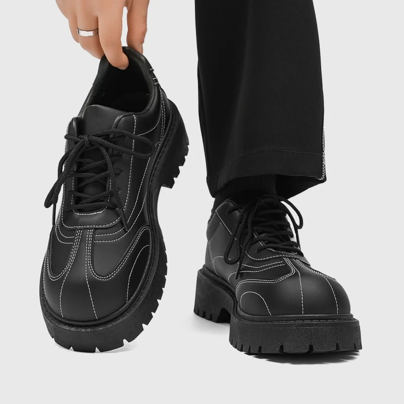 

Men's Platform Derby Shoes British Style Thick Sole Oxfords Shoes for Men High Quality Fashionable Comfortable Outdoor Men Shoes