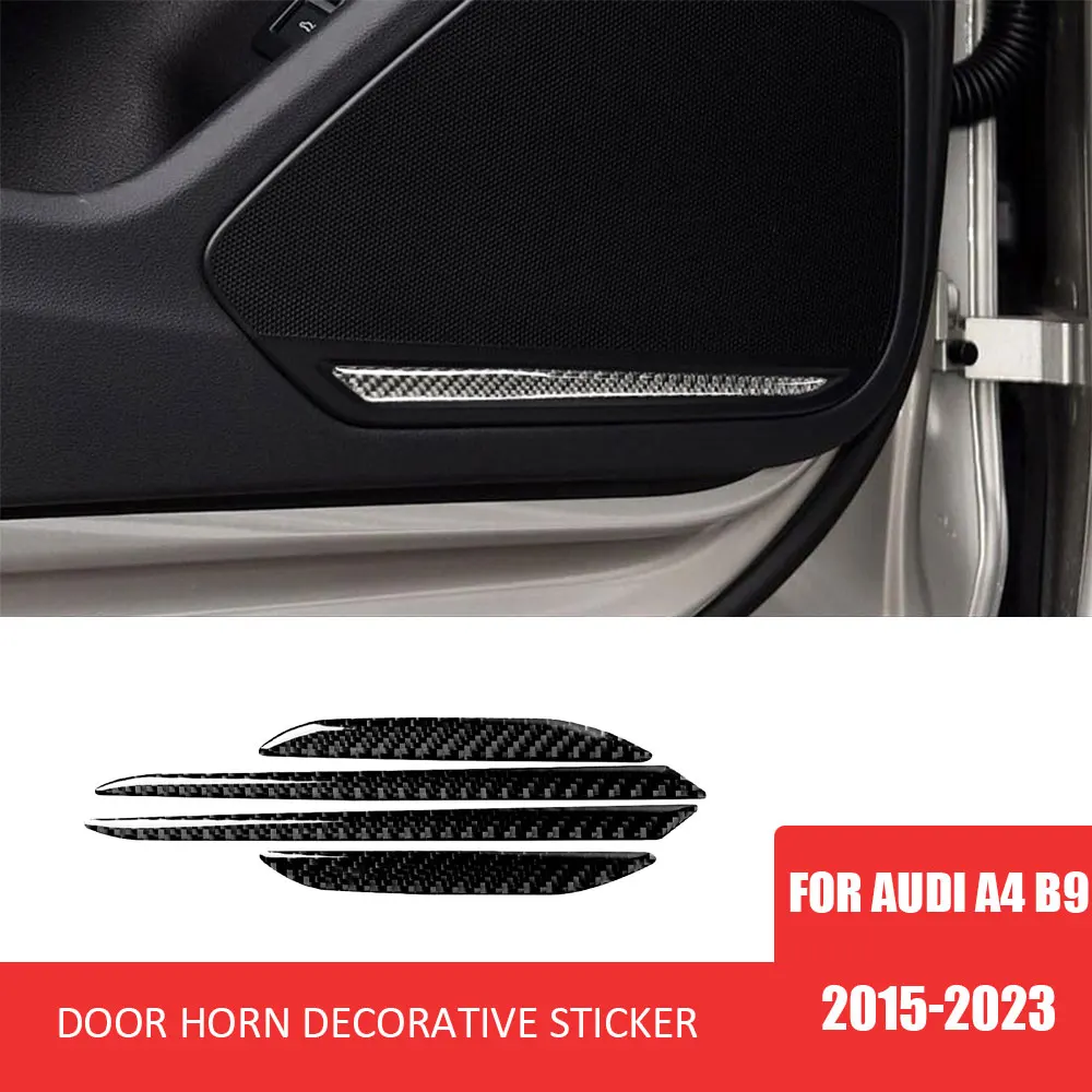 

4pcs for Audi A4 B9 2015-2023 Car Door Horn Speaker Cover Decor Trim Carbon Fiber Sticker Auto Interior Styling Accessories