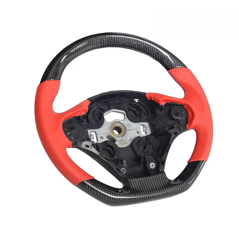 Suitable for BMW 3 Series F30, red trim with three-color stitching, sporty carbon fiber steering wheel