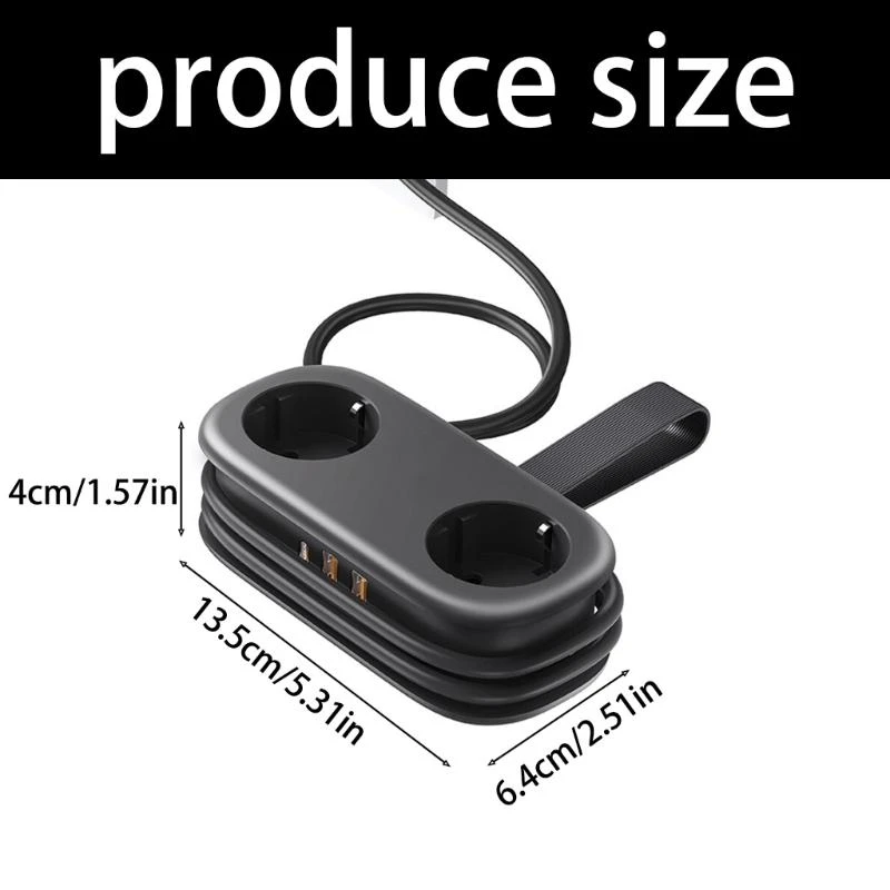 Tiras de energia portáteis para viagem, com portas usb, economia de espaço, cabos de tomada, gerenciamento, estação de carregamento, adaptadores, suporte m4yd