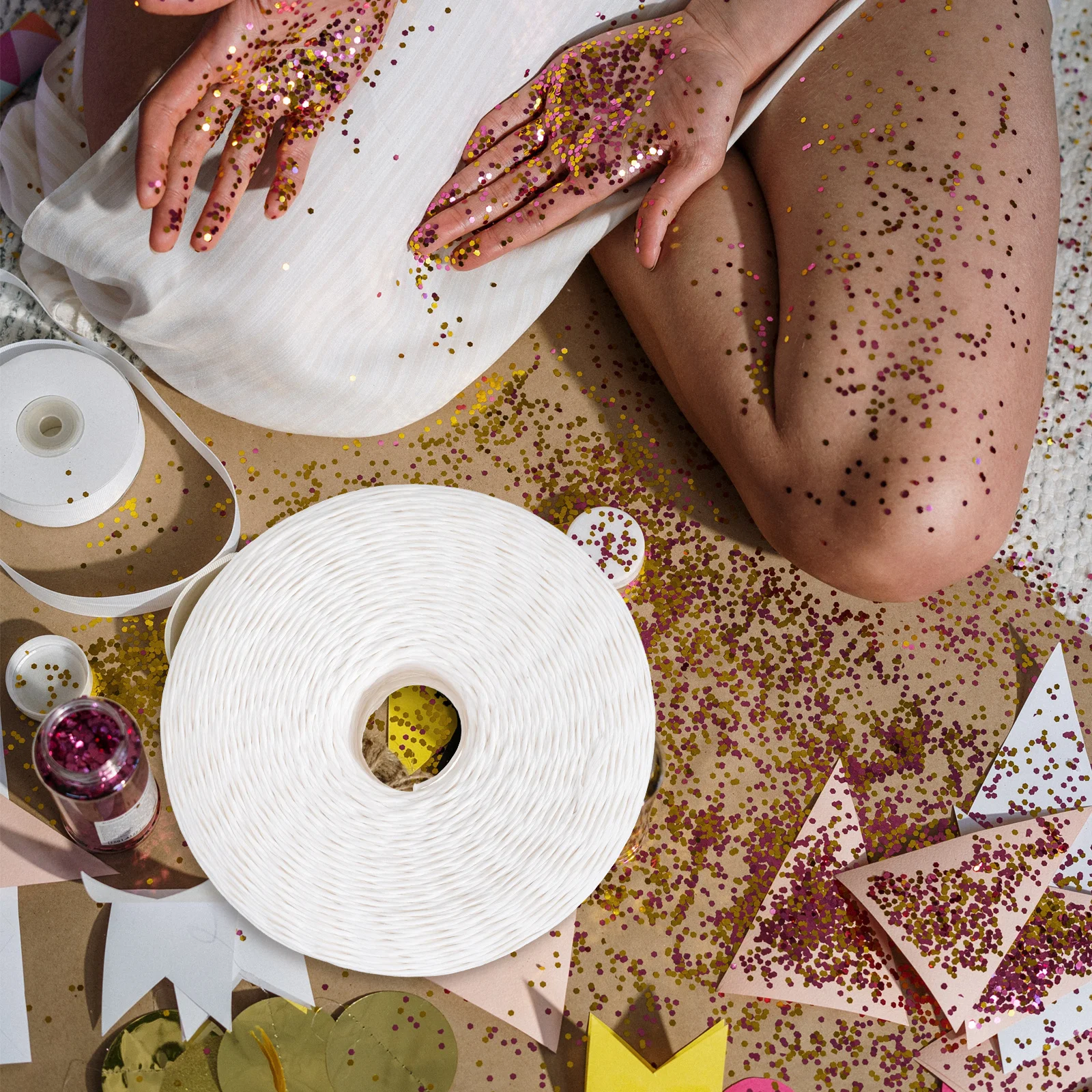 لتقوم بها بنفسك كرافت ورقة حبل اليدوية عاكس الضوء المواد متعددة الوظائف هدية التفاف الشريط لمزهرية الحرف الزخرفية DIY بها بنفسك