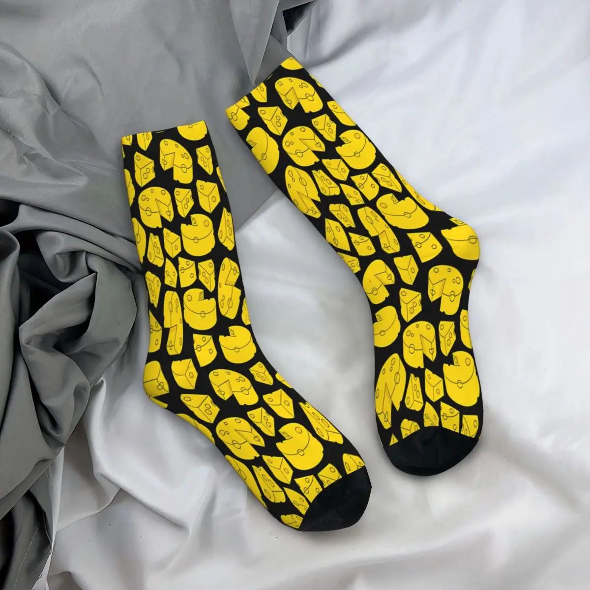 Yellow Cheese Socks Male Mens Women Spring Stockings Printed