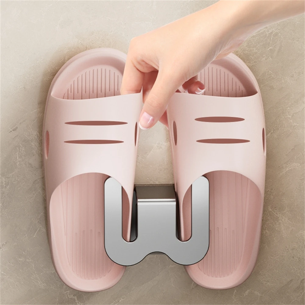 1Pcs Bathroom Slipper Rack Multifunctional Wall Mounted Shoe Rack Slipper Storage Organizer Hanger Drying Hook Storage Rack