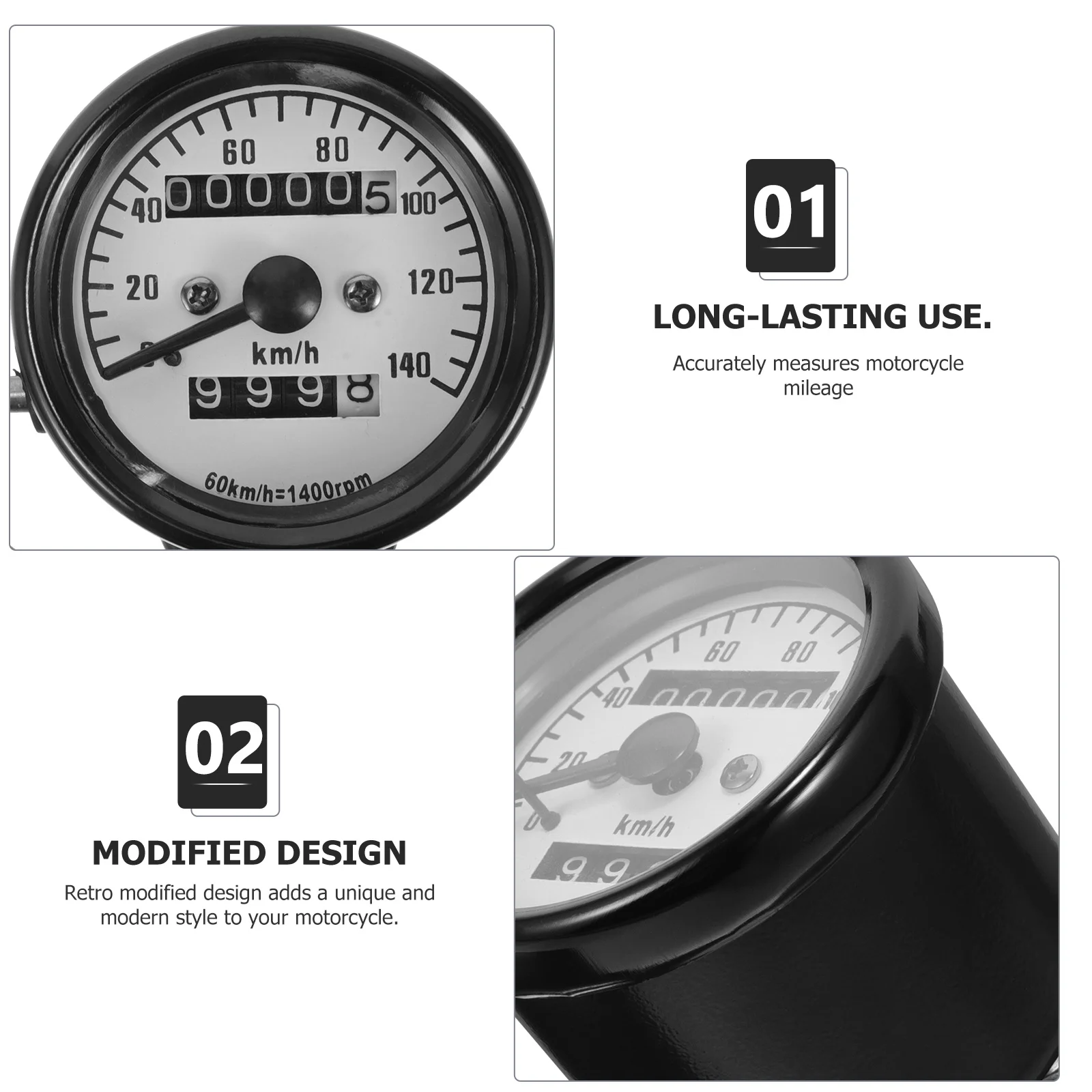 

Dual Odometer For Motorcycle Retro Electroplated Shell Motorbike Speed Meter Modified Gauge Replacement Motorcycle Part
