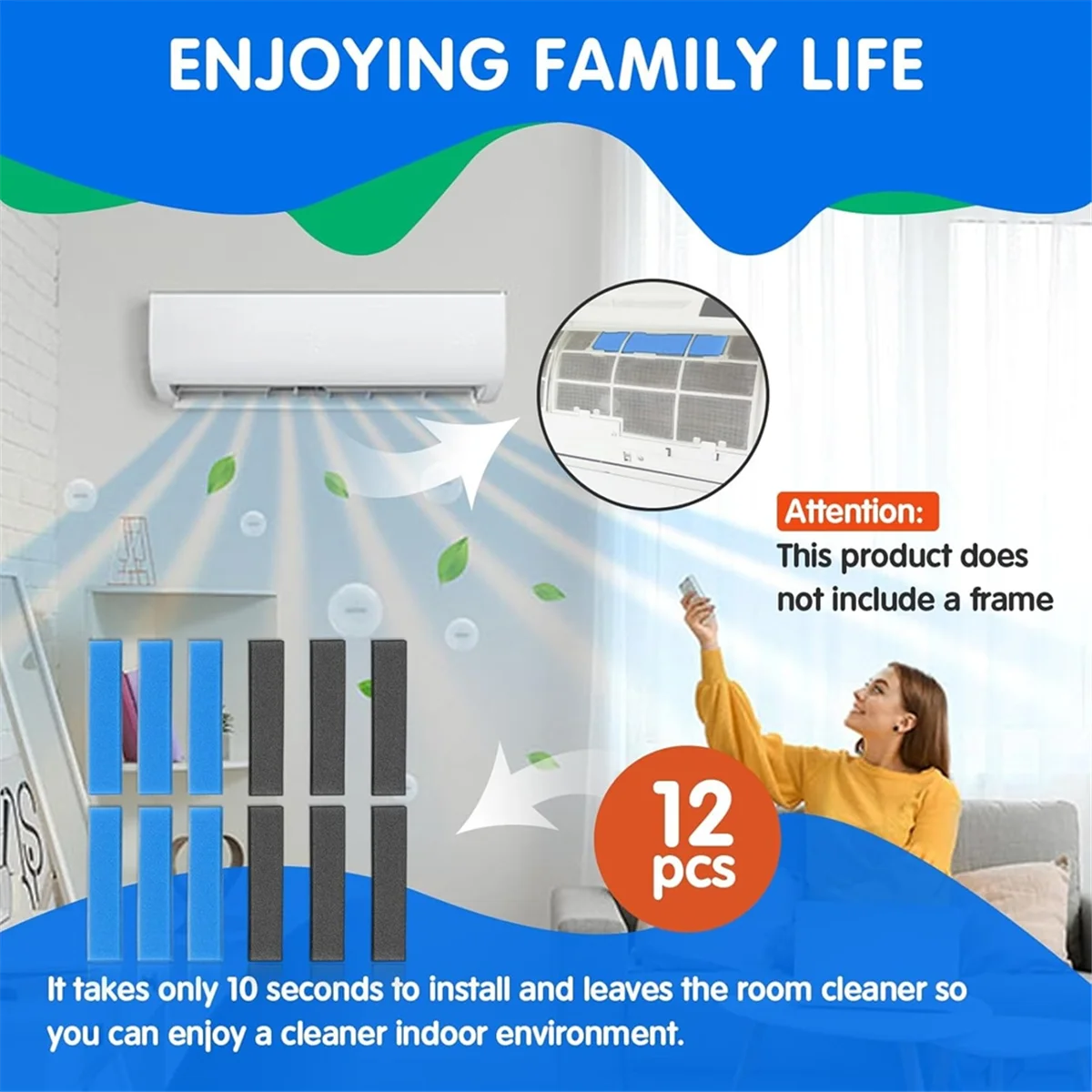 AA97 12PCS Replacement Split Air Filter for -2300FT-E -3000FT-E Air Conditioner Replacement Filters