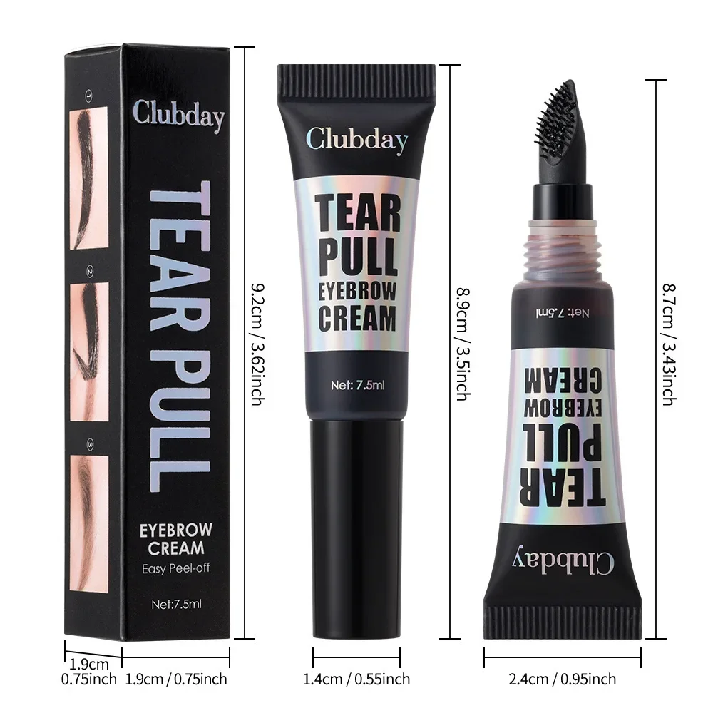 Abreißbare Augenbrauenkleber, abziehbare Augenbrauencreme mit großem Bürstenkopf, schnell trocknend, wasserfest, leicht abziehbare Augenbrauencreme
