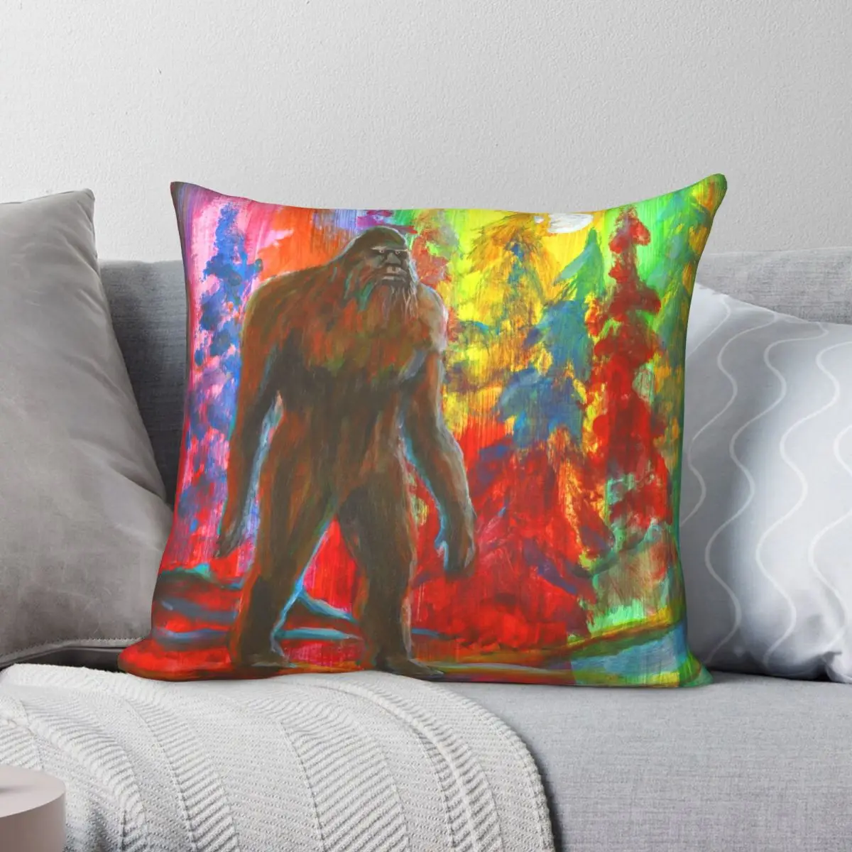 Bigfoot Sighting Sasquatch Art Pillowcase Polyester Linen Velvet Creative Zip Decor Pillow Case Home Cushion Cover