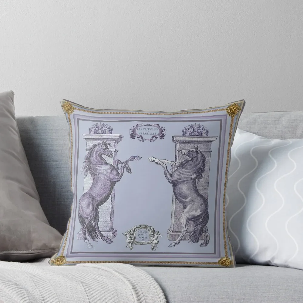 Royal Horses of Versailles, Blue Throw Pillow Cushions For Sofa Christmas Pillowcase Pillow