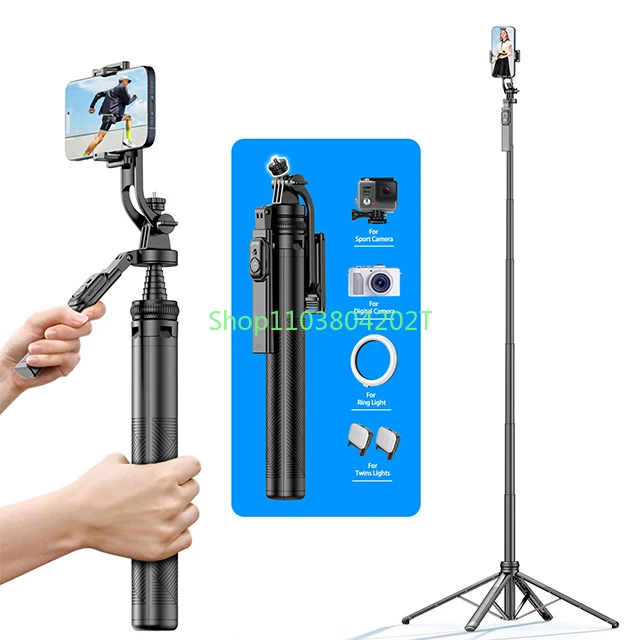 

C18 angle adjustable selfie stick 1800mm four legged stand with 360 degree manual rotation handle 1/4 screw interface