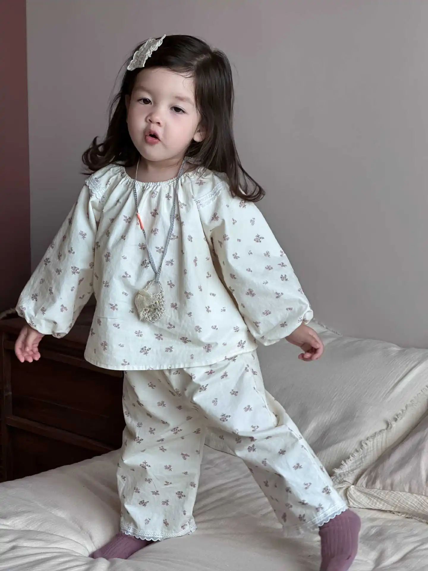 الفتيات لطيف الأزهار بلايز + السراويل 2 قطعة دعوى الاطفال القطن مجموعة الرضع ملابس فضفاضة 2025 الخريف جديد طفلة ملابس طويلة الأكمام مجموعة #3