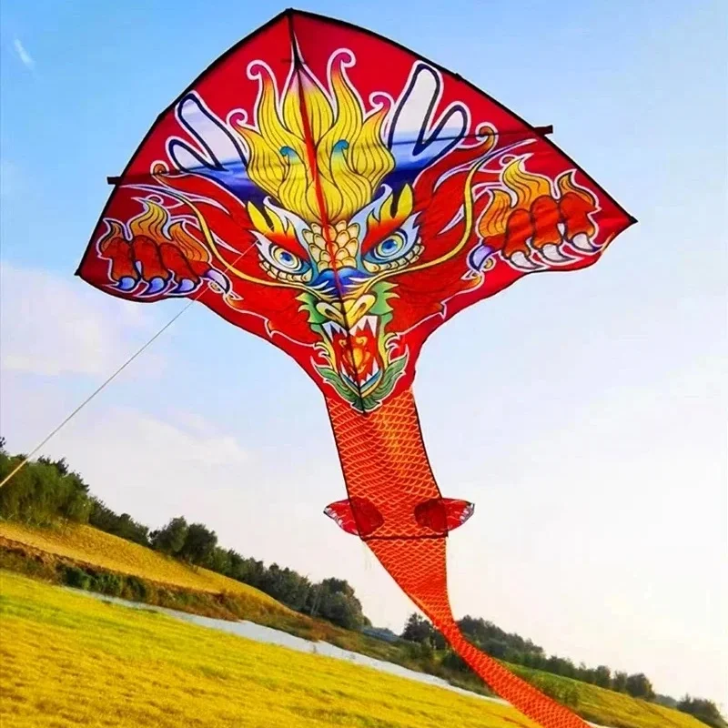 Envío Gratis, pipa de dragón chino de 100m, línea de mango volador, pipa para adultos, pipa grande, pipas voladoras coloridas, juguetes programables, manga de viento