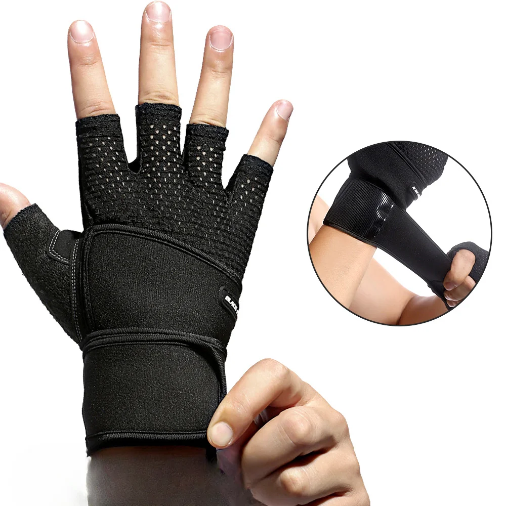 Guantes de medio dedo para hombre, manoplas antideslizantes, suaves y transpirables, para Fitness, motocicleta y deportes al aire libre