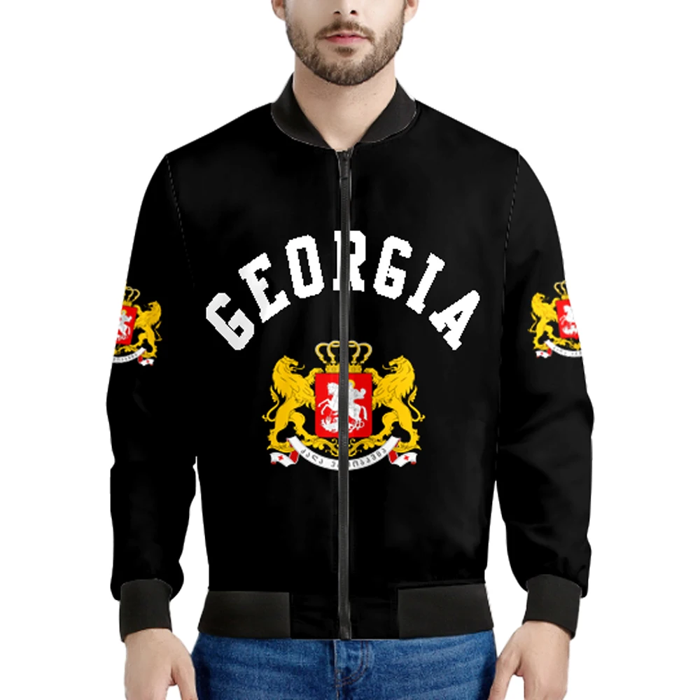 Georgia Zipper Jacket Diy Free Custom Made Name Number Geo Coats Nation Flag Ge Print Photo Georgian Republic Country Clothes