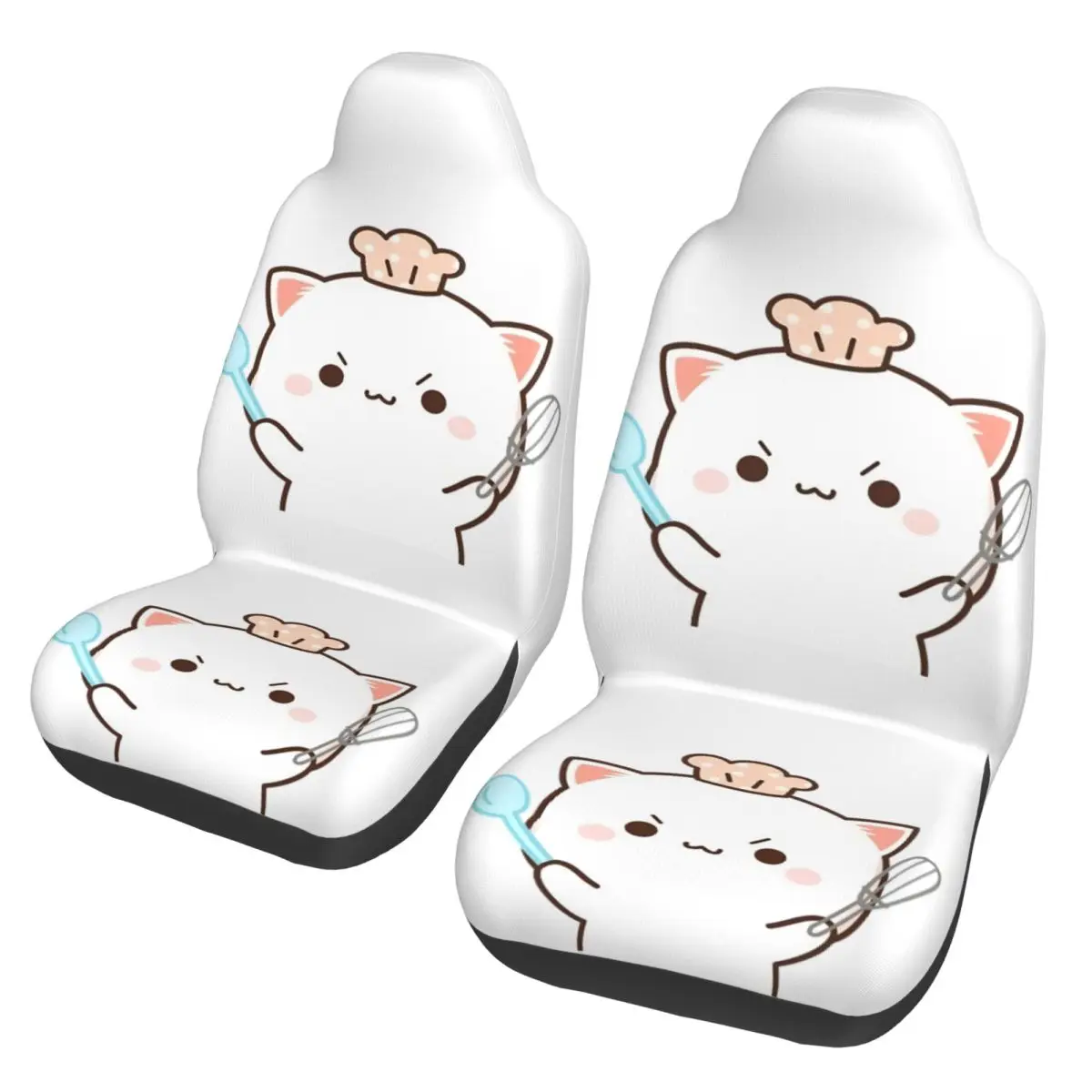 Kawaii Mochi Cat Ready To Cook Universal Car Seat Cover Four Seasons AUTOYOUTH Peach and Goma Car Seat Protector Fabric Fishing