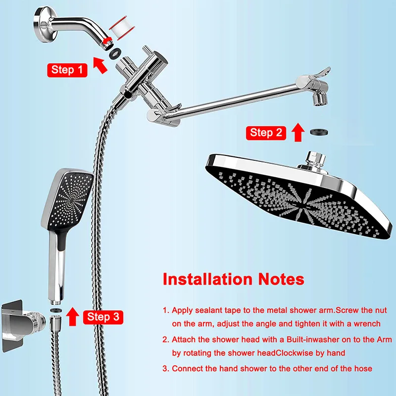 Black Starry Sky Shower Set Luxurious Bathroom Rain Showers System Overhead Shower Set with Hand Showerhead Bathroom Faucet Set