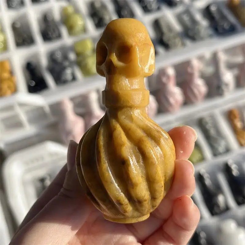 Natural Yellow Jade Perfume Bottle Magic Bottle Carving Decoration Feng Shui Healing Witch Reiki Gift 1PCS