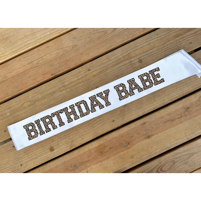 

Birthday Babe Leopard Party Sash Custom Let’s Get Wild Sash Party Animal Decor Gift for Celebration Theme Party Supplies Decor