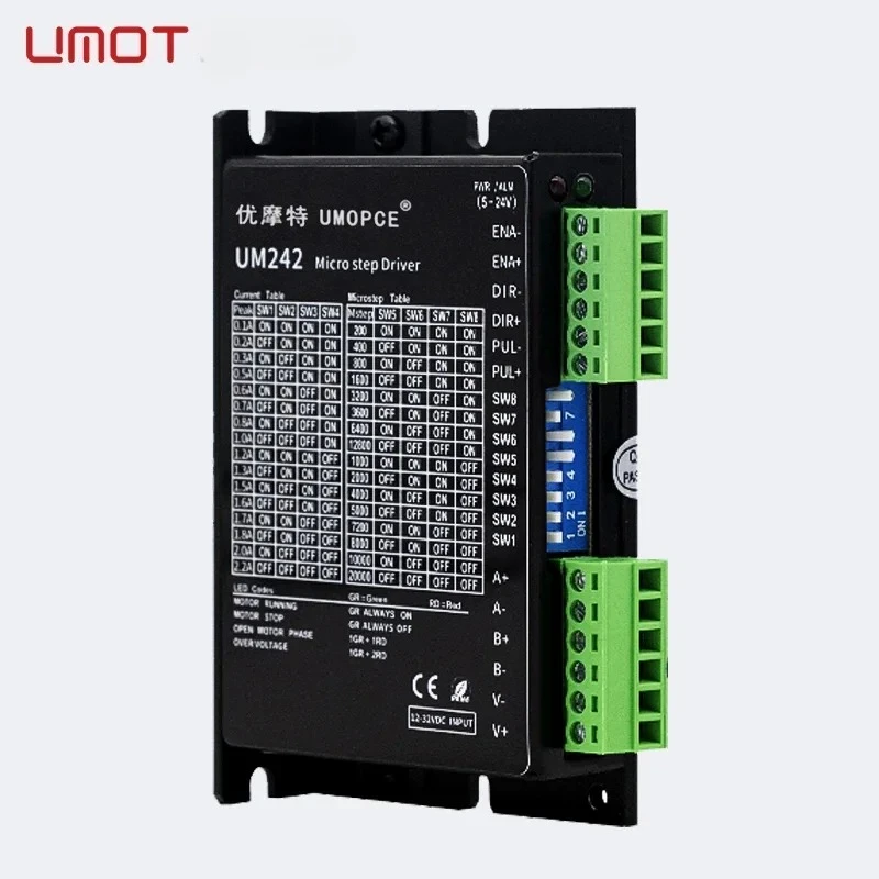 UMOT 0.2A-2.2A/8-36V Pulse+direction, A/B Orthogonal Pulse Input Dc Stepper Motor Driver for 20/28/35/42mm Hybrid Stepper Motor