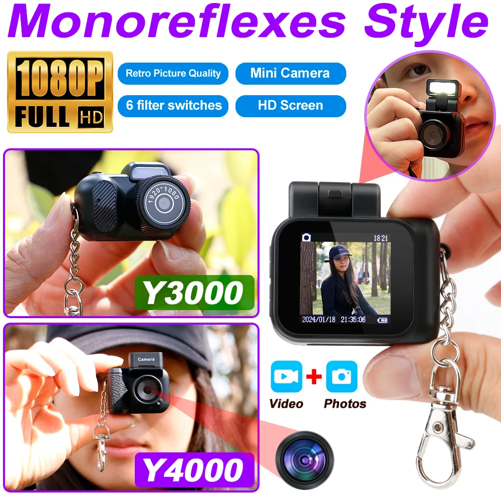 2025 New Mini Camera Photography Child Mini DV Pocket Audio Video Recorder With Screen Y4000 HD 1080P Cam Y3000 Student Compact