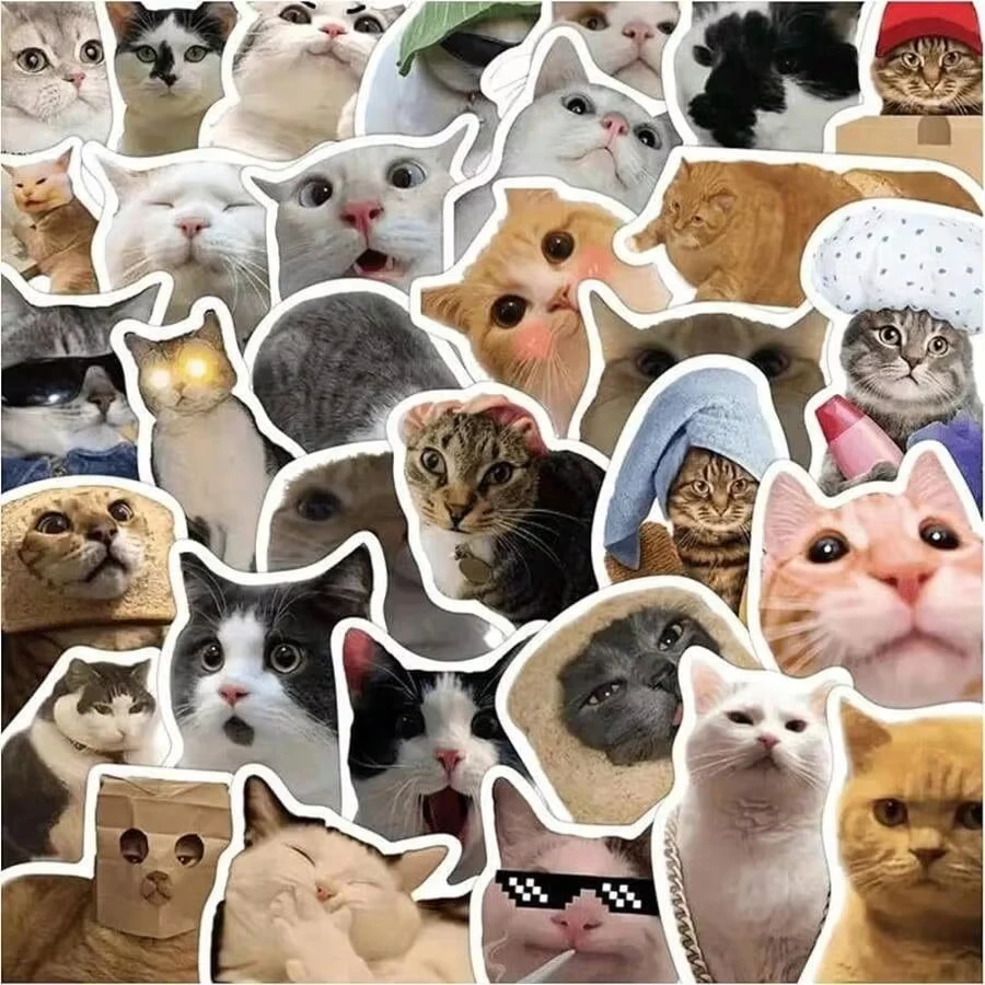  100pcs Kawaii Cat Meme Sticker Collection | UV-Coated Waterproof Decals for Journaling & Device AnimeWorlds Store