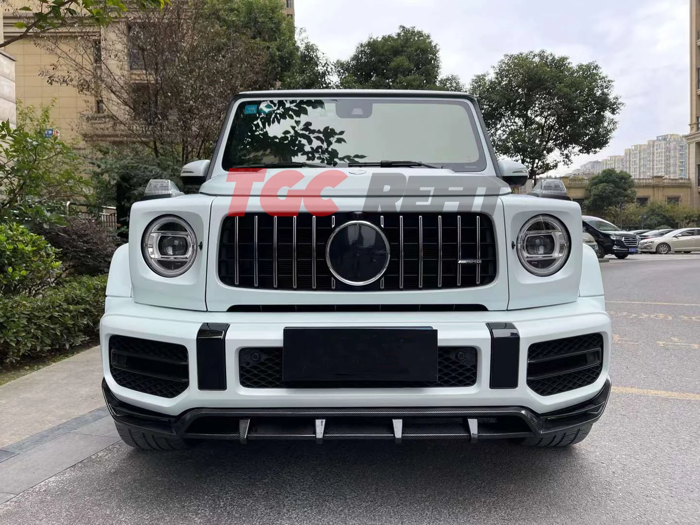 For BenZ W463 G63 G55 Carbon Fiber Front Lip Spoiler Front Bumper Lip Chin Spoiler Topcar Style Car Bumper Chin Guard