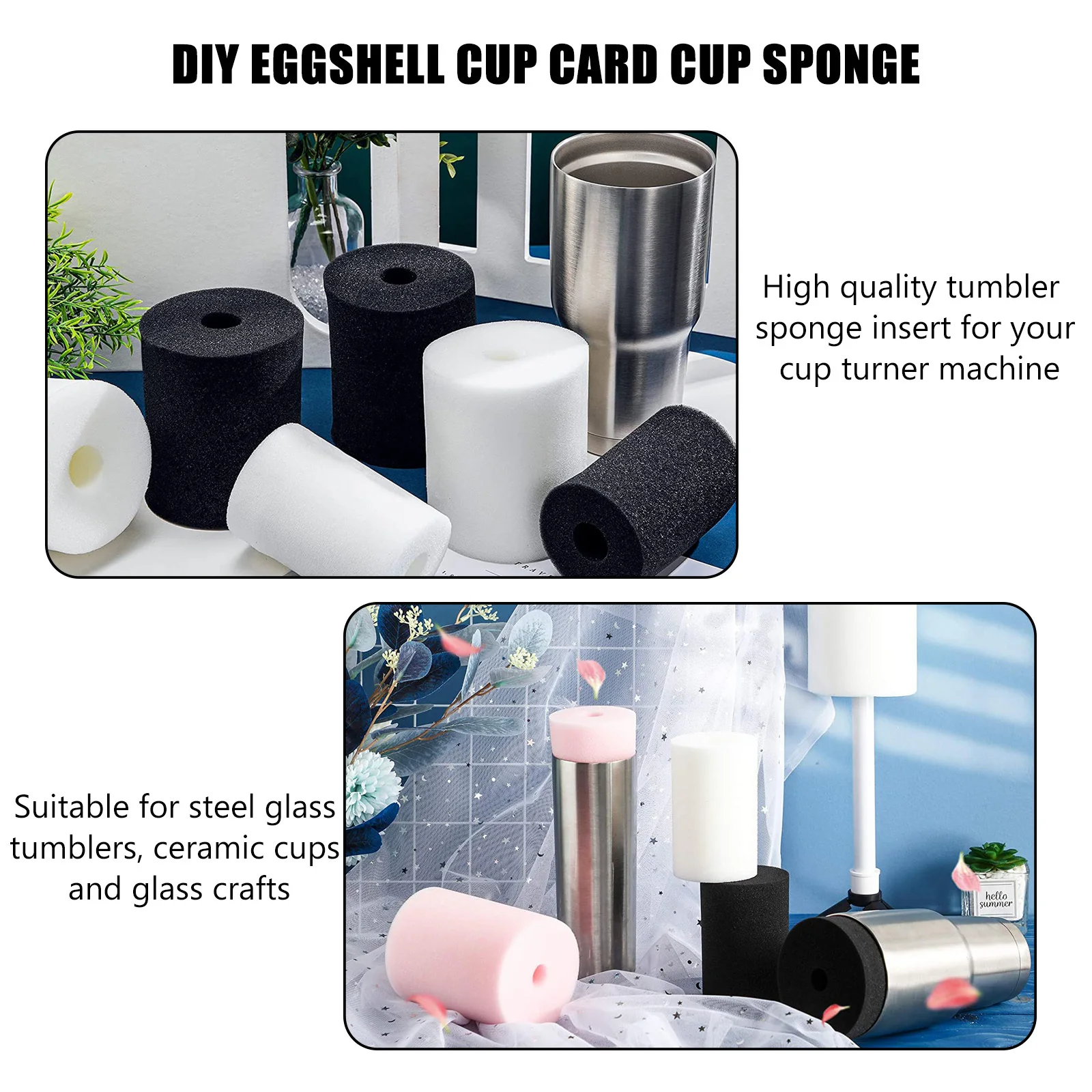 

6pcs Tumbler Sponge Insert For Cup Turner Cylindrical Sponges 10Oz To 40Oz Steel Glass Ceramic Cups 19Mm Center Hole 3/4 Inch