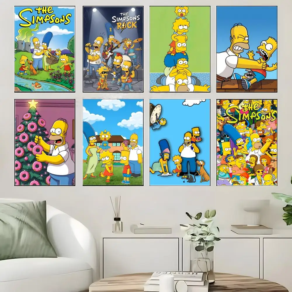 Classic Cartoon T-The S-Simpsons Poster  Self-adhesive Art Waterproof Paper Sticker Coffee House Bar Room Wall Decor