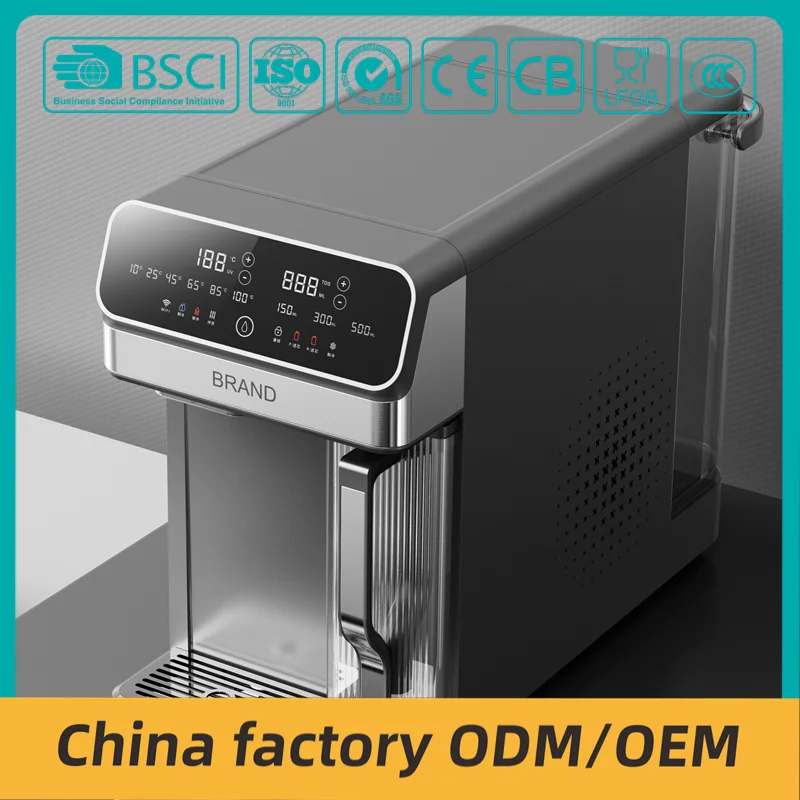 Desktop Hot and Cold Water Dispenser Reverse Osmosis Water Filter System No Installation Required RO Water Purifier with Kettle