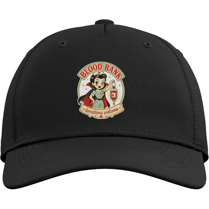 Blood Bank Donations Welcome Funny Vampire Nurse Halloween Adjustable Baseball Hat