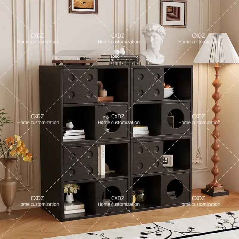 Medieval Style Solid Wood Chest Living Room Wall Cabinet Bedroom Storage Drawer Creative Combination Locker Complete