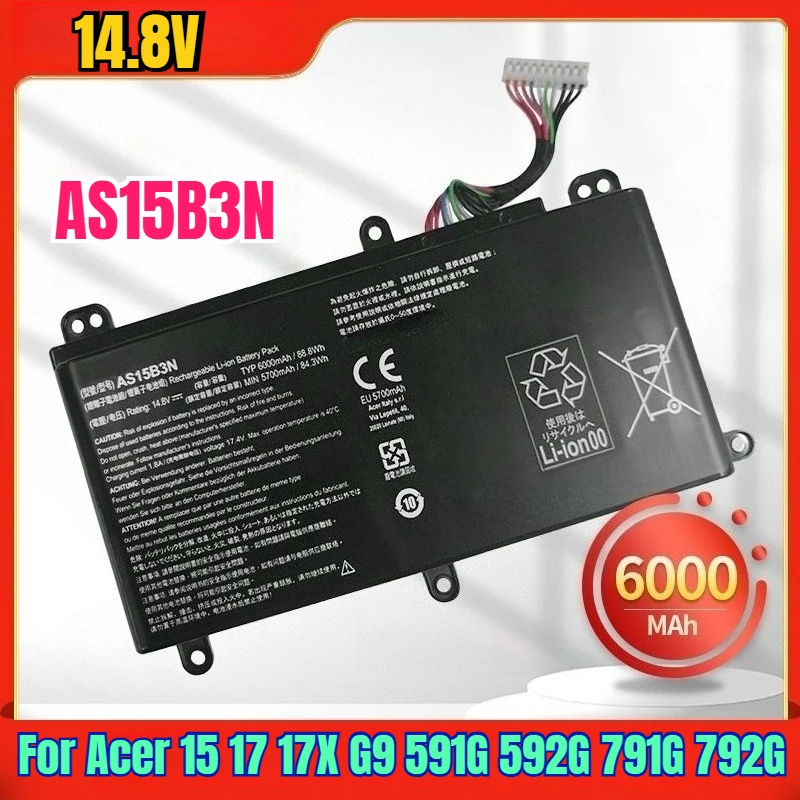 

14,8 В 6000 мАч аккумуляторы для ноутбуков Acer 15 17 17X G9 591G 592G 791G 792G