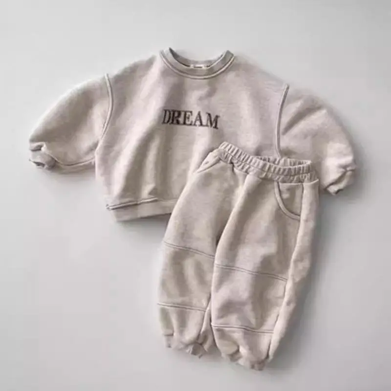 2024 Autumn New Baby Long Sleeve Clothes Set Toddler Boy Letter Sweatshirt + Pants 2pcs Suit Kids Girls Casual Sports Outfits