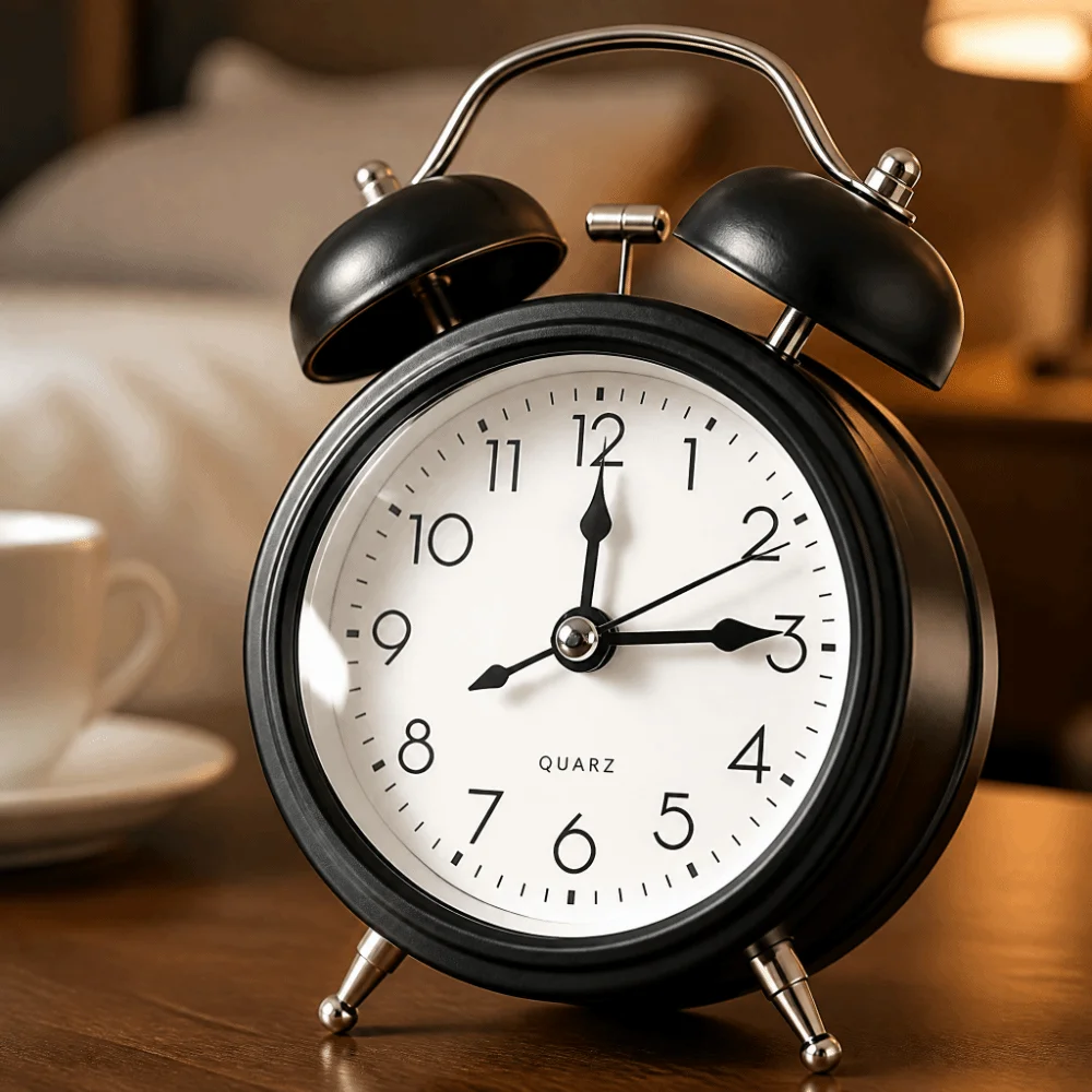 3 Inch Bell Alarm Clock Night Light Battery Operated Metal Alarm Clock Backlight Loud Ringing Student Alarm Clock Bedside Table