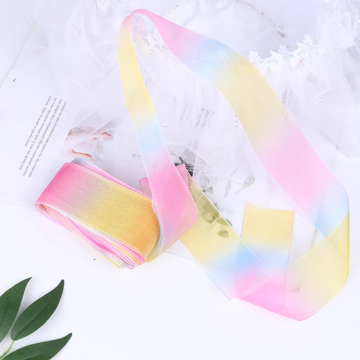 

38mm Gradient Rainbow Printed Chiffon Ribbon Hair Accessories Hair Bows Hair Flowers Festival Decoration Ribbon