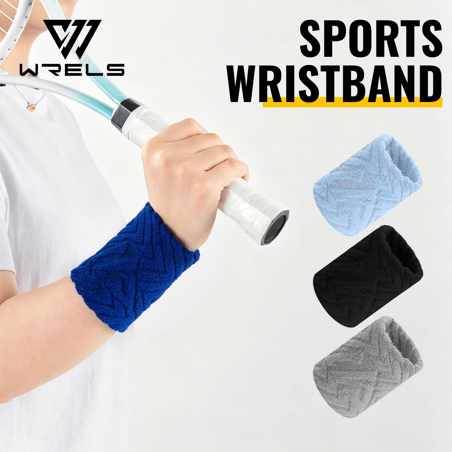 WRELS Wristband Absorbent Sweatband Moisture Wicking Wrist Band Quick Dry Men Women Tennis Running Basketball Gym Wrist Wrap