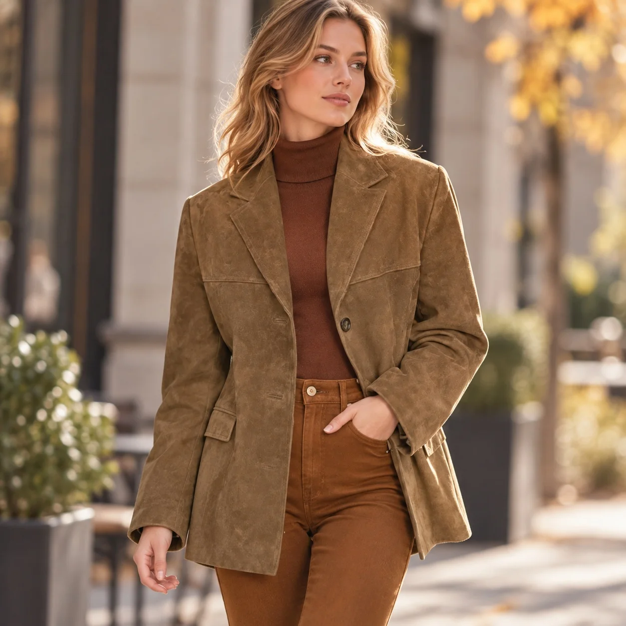 Long Sleeve No Hood Suit Regular Fit Elegant Commuter with Wrinkle Finish Single Breasted Button Closure Women Suit Autumn