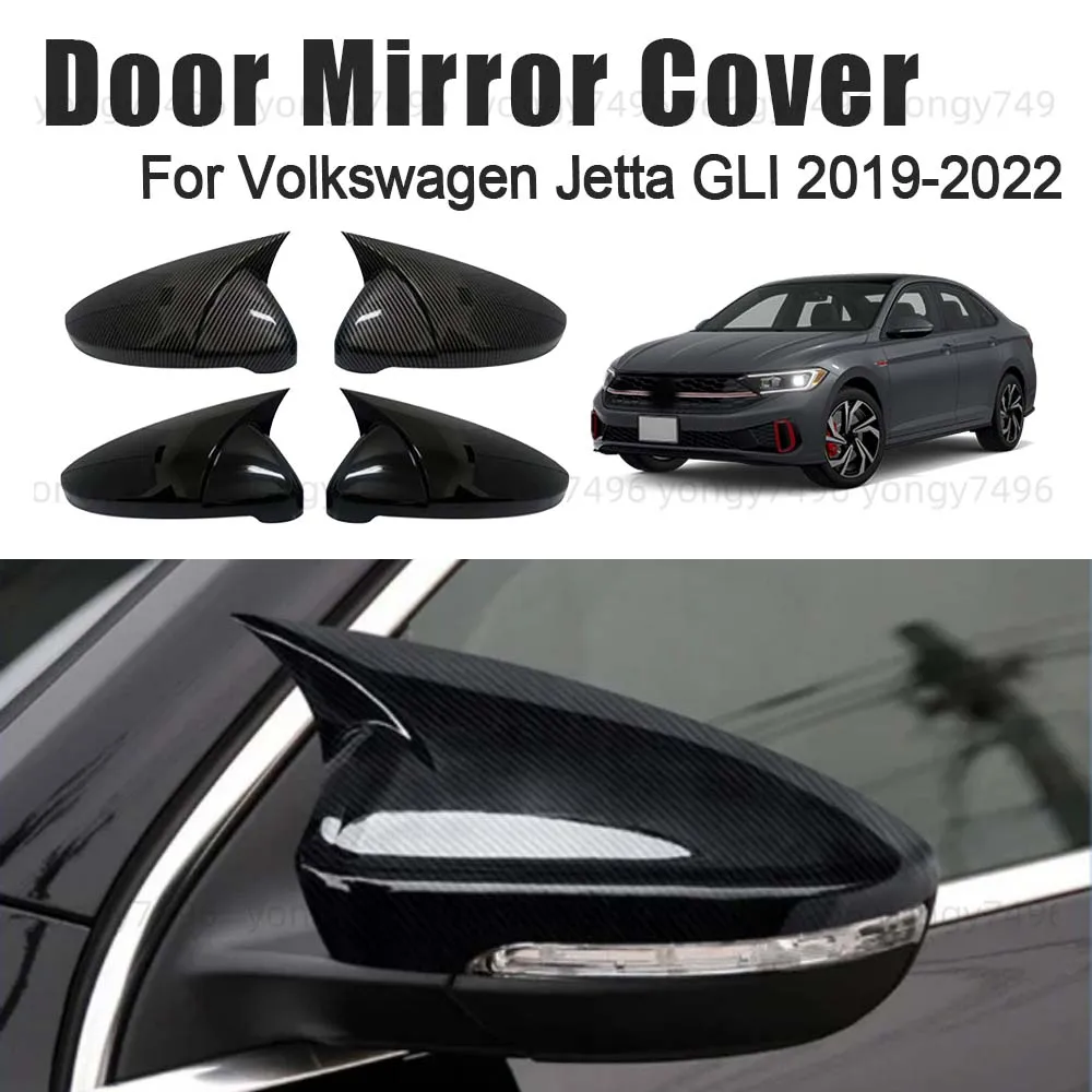 

Car Upgrade Glossy Black Carbon Fiber Door Mirror Cover For Volkswagen Jetta GLI 2019 2020 2021 2022 Car Rearview Accessories